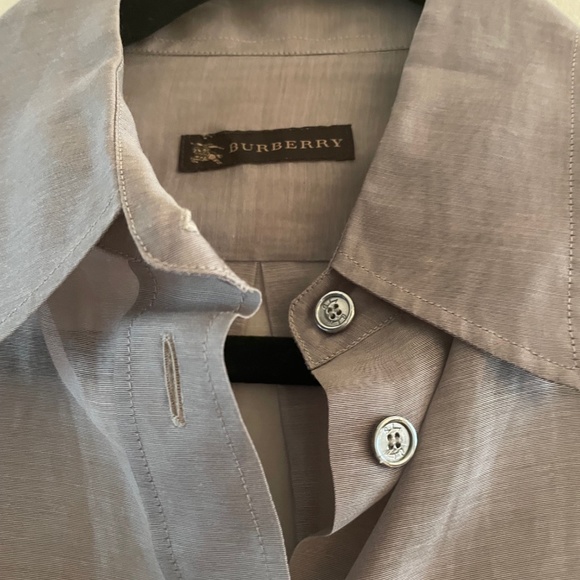 BURBERRY Grey Silk Blouse Shirt :: Size 40 - Picture 8 of 9